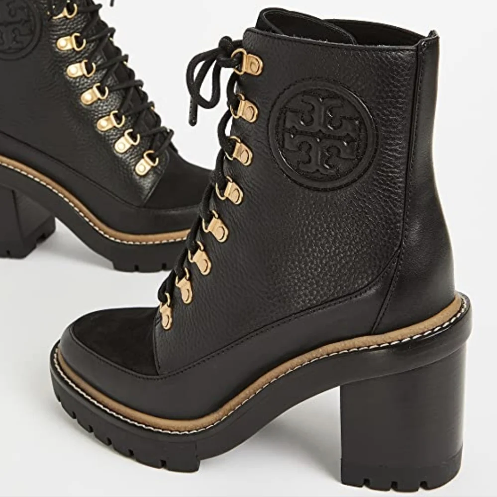 Tory Burch Miller Lug-Sole Leather Hiking Boots size 6.5